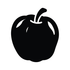 quince vector silhouette icon, black and white illustration of fruits.