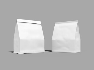 White Blank Food Kraft Paper Bag Mockup 3D Rendering