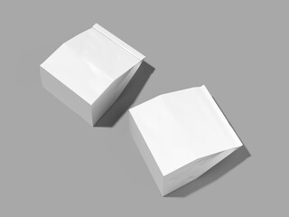 White Blank Food Paper Bag Mockup 3D Rendering