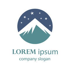 high and snowy mountain logo design