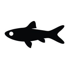 Obraz premium rasbora fish vector silhouette icon, black and white illustration of fish.