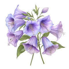 Luxurious Bellflower Bouquet in Premium Detail on Transparent Background

