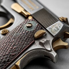 Close-up of Ornate Engraved Handgun