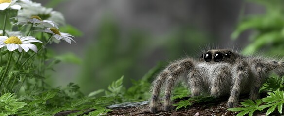Fototapeta premium Cute Jumping Spider amidst Nature