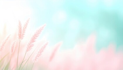 Fototapeta premium Gentle breeze moves delicate grass tranquil meadow nature photography soft colors serene atmosphere concept of peace