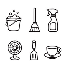 Hand Drawn Household and Cleaning Icons – Minimalist Black Ink Doodle Set