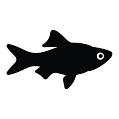 Obraz premium rummy nose tetra fish vector silhouette icon, black and white illustration of fish.