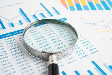 Magnifying glass on graph paper.