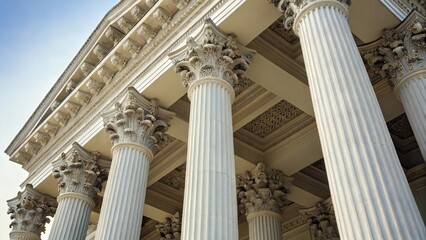 Architectural white stone columns row
