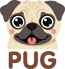 Adorable Pug Face with Tongue Out