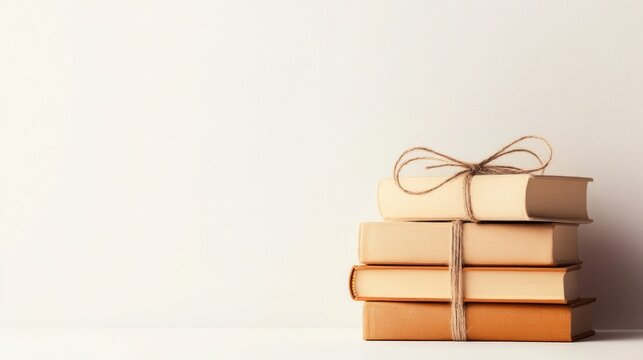 Stack Of Vintage Books Tied With String