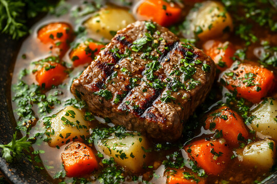 tender beef cubes carrots potatoes brown gravy - Powered by Adobe