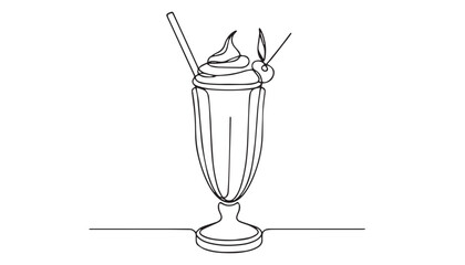 Continuous one single minimal line drawing smoothie