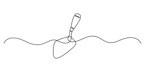 Gardening Trowel single continuous line drawing. Continuous one line drawing of trowel for gardening concept vector illustration 