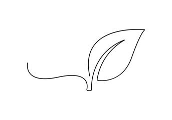 One continuous line drawing leaf. Single line art leaf for tattoo. Vector illustration