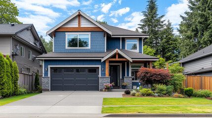 Elegant house facade with refined architectural details, embodying timeless sophistication and welcoming charm