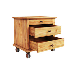 stylish wooden cabinet with three spacious drawers, featuring natural finish and smooth rolling wheels for easy mobility. This versatile piece is perfect for organizing any space