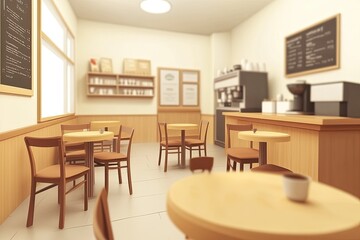 Fototapeta premium Cozy cafe interior, light and airy