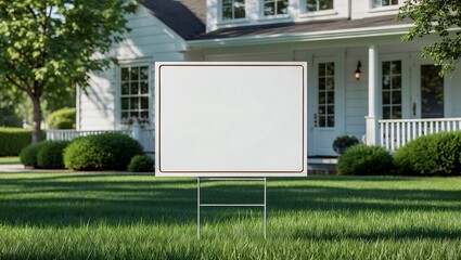 Blank yard sign in front of white house