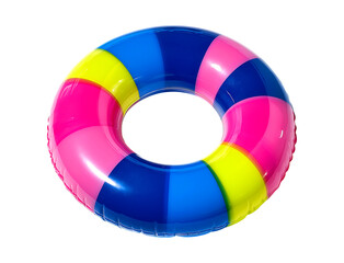 Obraz premium A cute inflatable swimming ring with colorful stripes on a transparent background