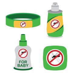 Mosquito repellents vector cartoon set isolated on a white background.