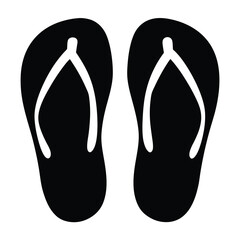 slippers vector silhouette icon, black and white illustration of footwear.