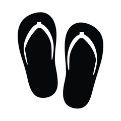 slippers vector silhouette icon, black and white illustration of footwear.