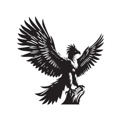 Harpy Eagle Vector Silhouette, Majestic Bird of Prey, Detailed Avian Design, Powerful Eagle Outline, Nature-Inspired Wildlife Art Illustration.
