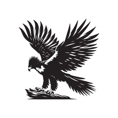 Harpy Eagle Vector Silhouette, Majestic Bird of Prey, Detailed Avian Design, Powerful Eagle Outline, Nature-Inspired Wildlife Art Illustration.
