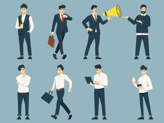Set of Businessman Character Illustration. Businessman in Different Poses