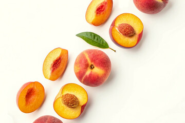 Sweet ripe delicious cut peach full of vitamins, minerals