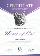Certificate of Achievement for a Cat