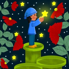little boy with flowers