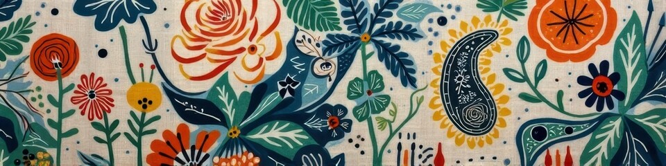 Obraz premium Colorful abstract floral pattern with vibrant botanical elements