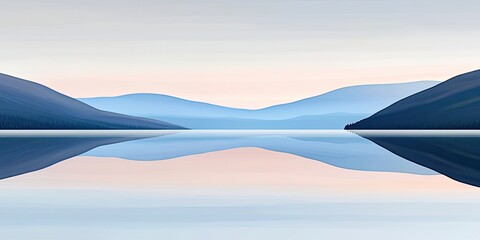Serene Lake Reflection Mountains meet mirrored skies in tranquil water.
