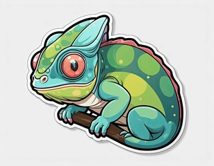 Fototapeta premium Cute Cartoon Chameleon Illustration Pixel Art Style