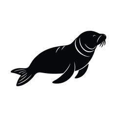 Swimming Walrus Dynamic Vector Silhouette