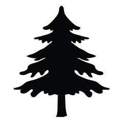 spruce tree vector silhouette icon, black and white illustration of trees.
