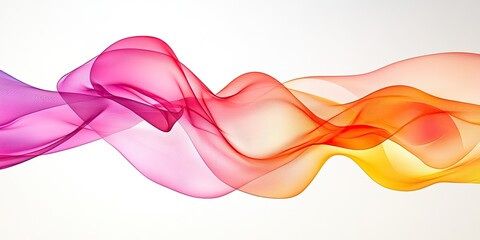 Colorful Waves Abstract Silk Fabric in Motion on White Background.