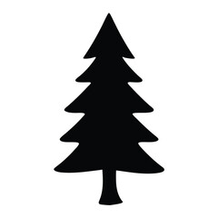 spruce tree vector silhouette icon, black and white illustration of trees.
