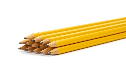 Stack of Yellow No. 2 Pencils on White Background