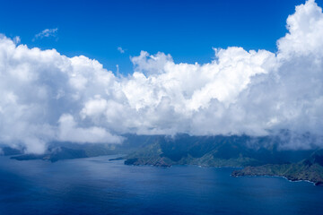 Aerial view of Nuku Hiva in the Marquesas Islands, French Polynesia