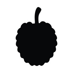 sugar apple vector silhouette icon, black and white illustration of fruits.