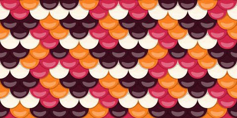 Vibrant, seamless fish scale pattern in autumnal hues.  Perfect for textile design, website backgrounds, or playful branding.