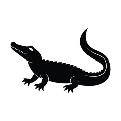 Basking Crocodile Minimalist Vector Silhouette