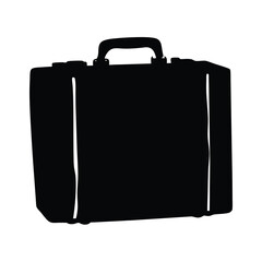 suitcase vector silhouette icon, black and white illustration of footwear.
