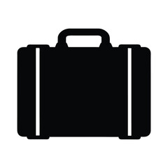 suitcase vector silhouette icon, black and white illustration of footwear.