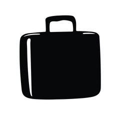 suitcase vector silhouette icon, black and white illustration of footwear.