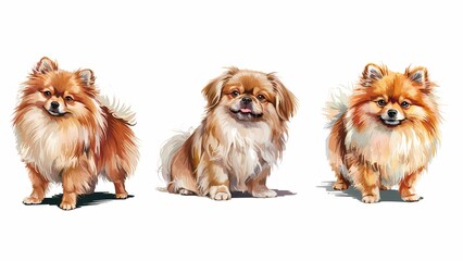 A vibrant digital painting portrays a striking Pomeranian dog