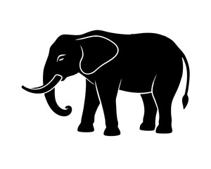 "Minimalist Elephant Silhouette &ndash; Black & White Line Art in Simple Graphic Design"